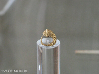 Gold ring with lions head