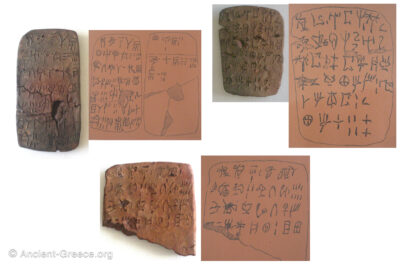 Three Linear A tablets