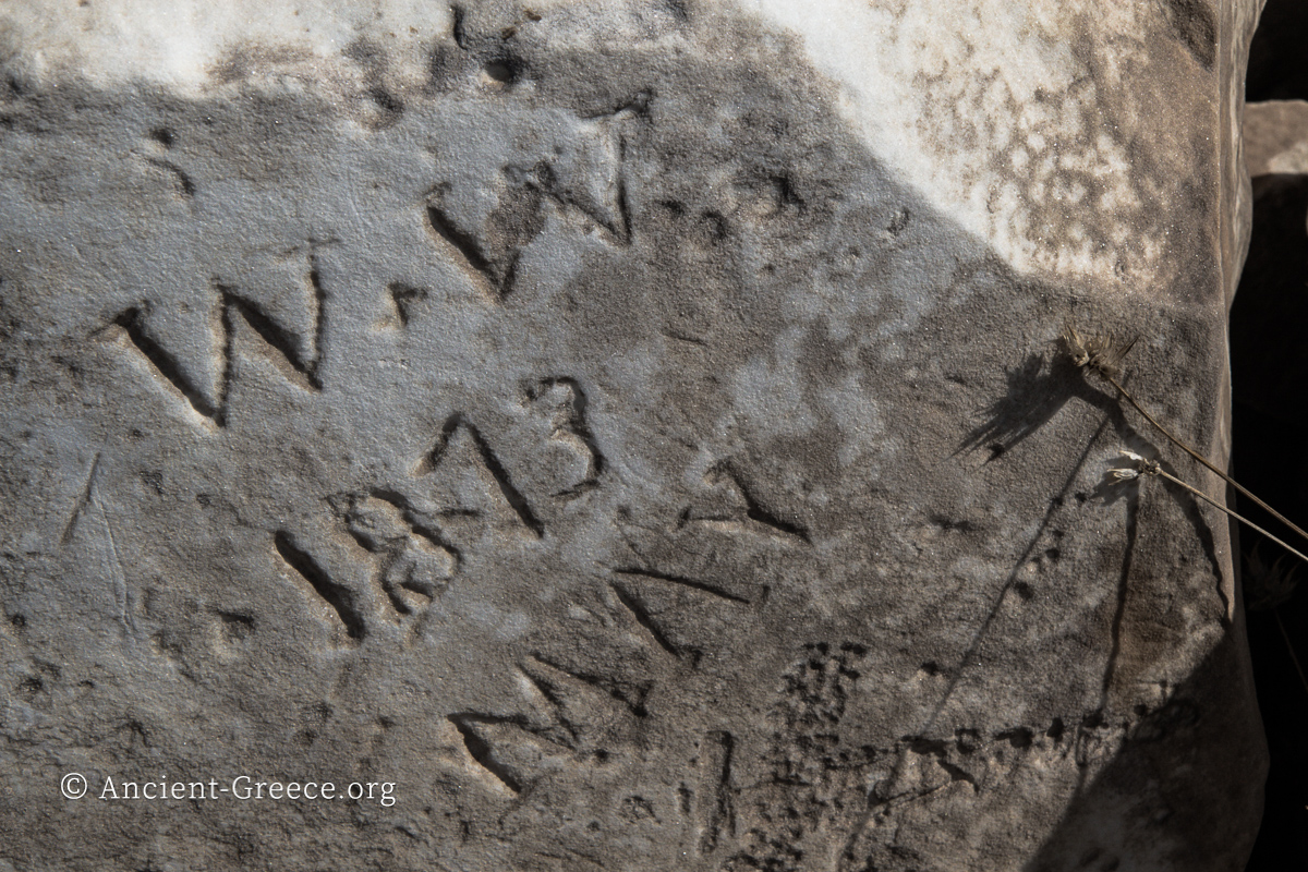 Graffiti on a stone at Sounion