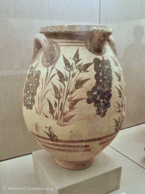 Large Ceramic Vessel with Grapes