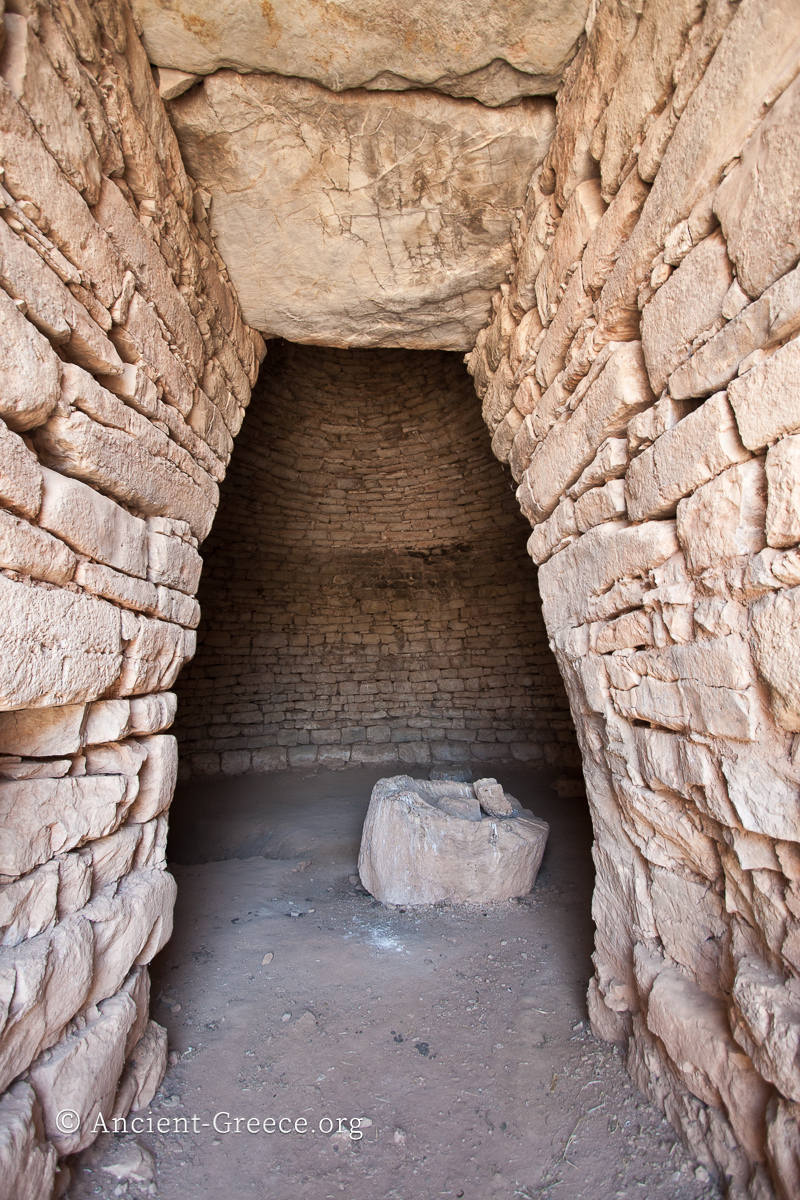 Tholos tomb entrance with heavy lintel stone