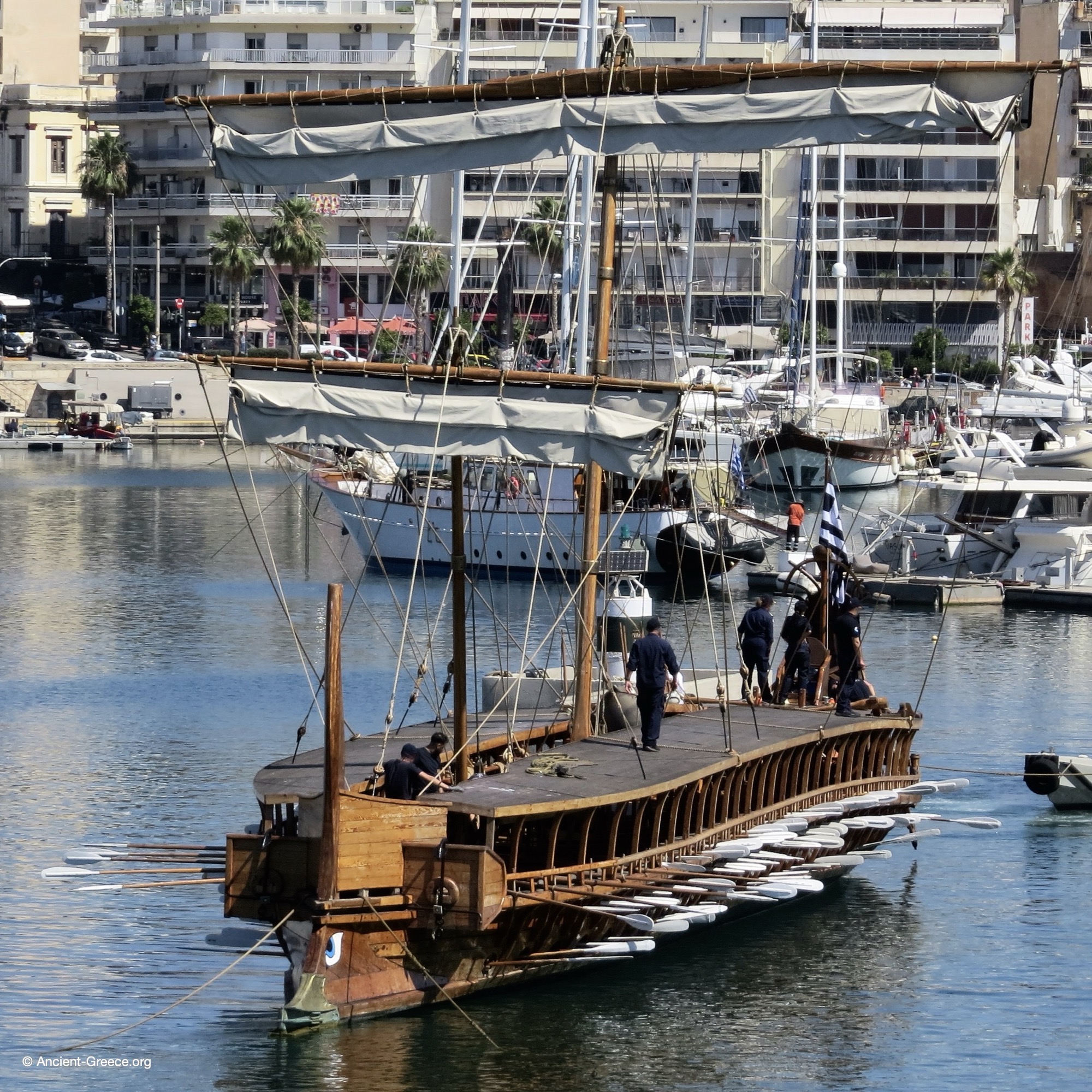 The trireme Olympias on display