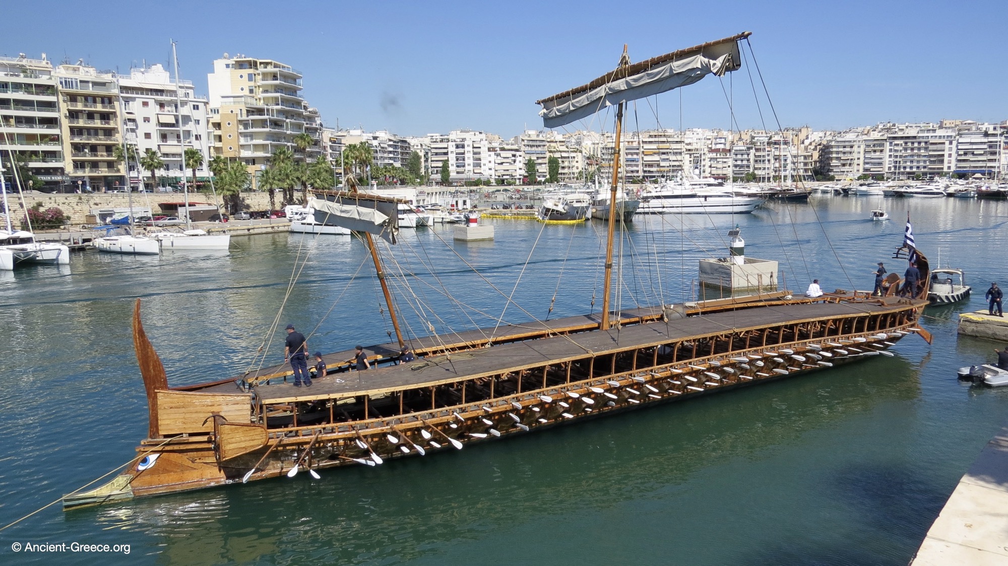 The trireme Olympias on display