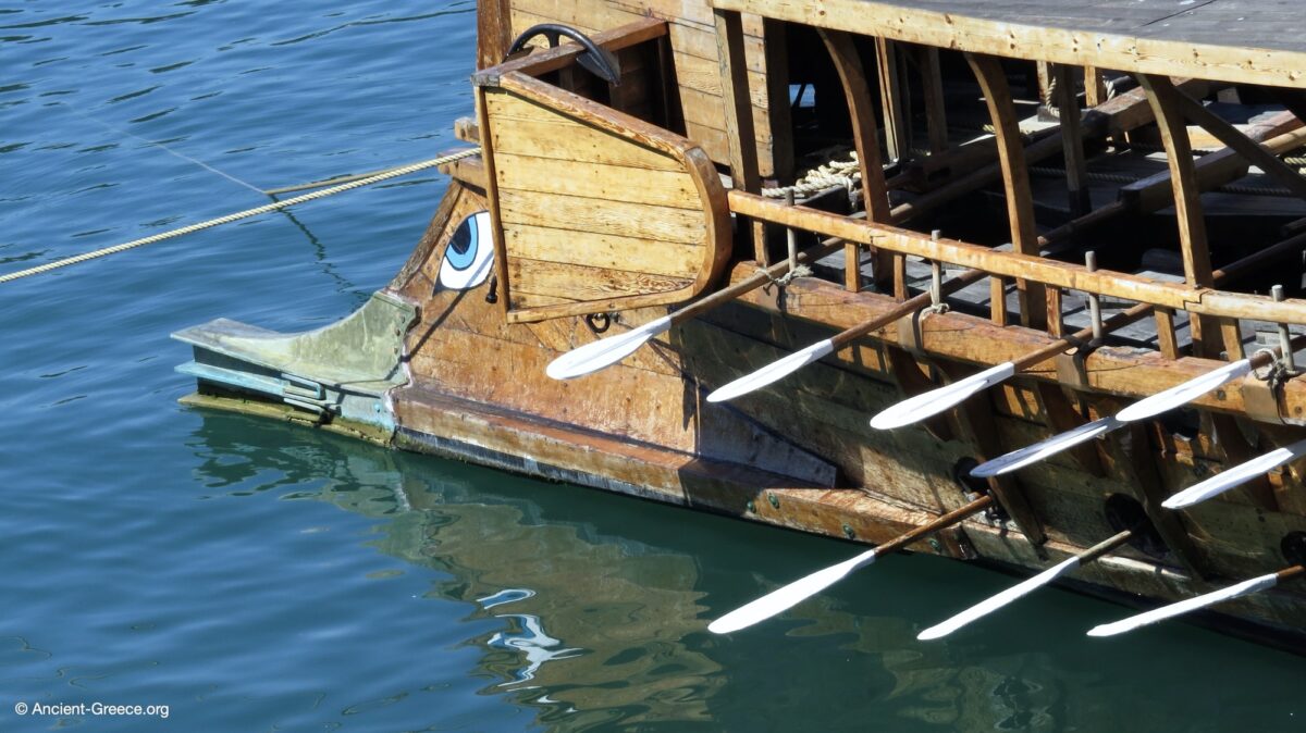 The trireme Olympias on display