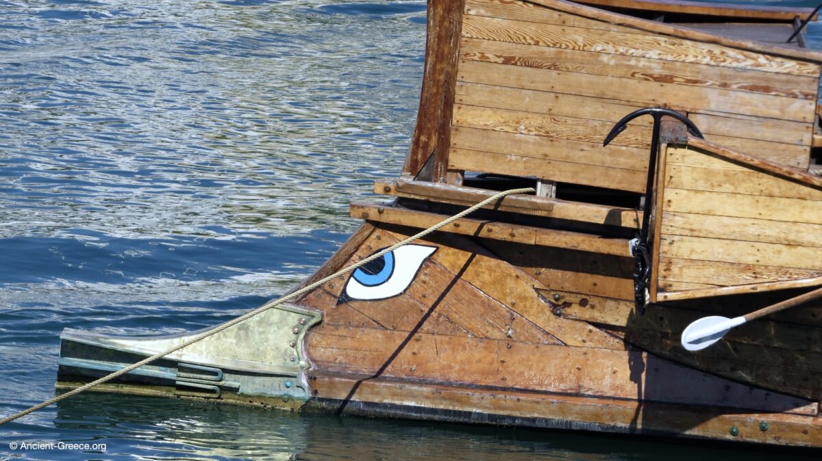 The trireme Olympias on display