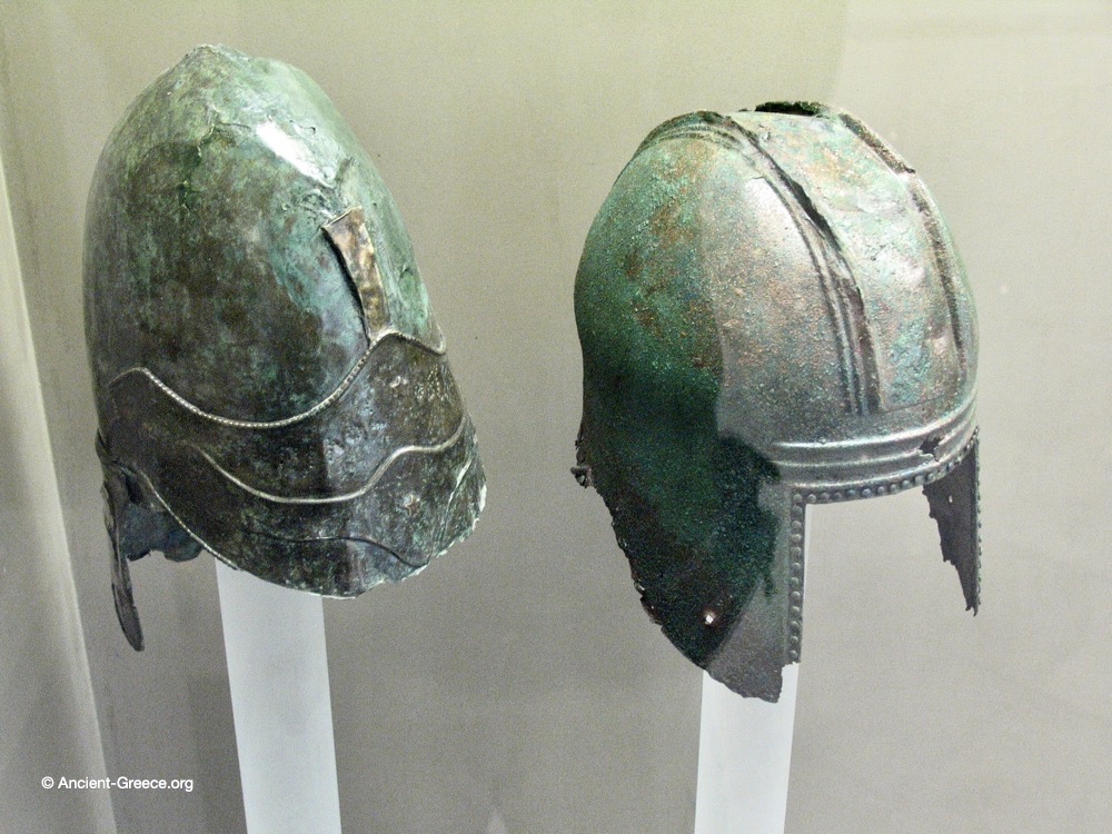 Bronze helmets.