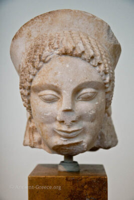 Marble head of kore statue