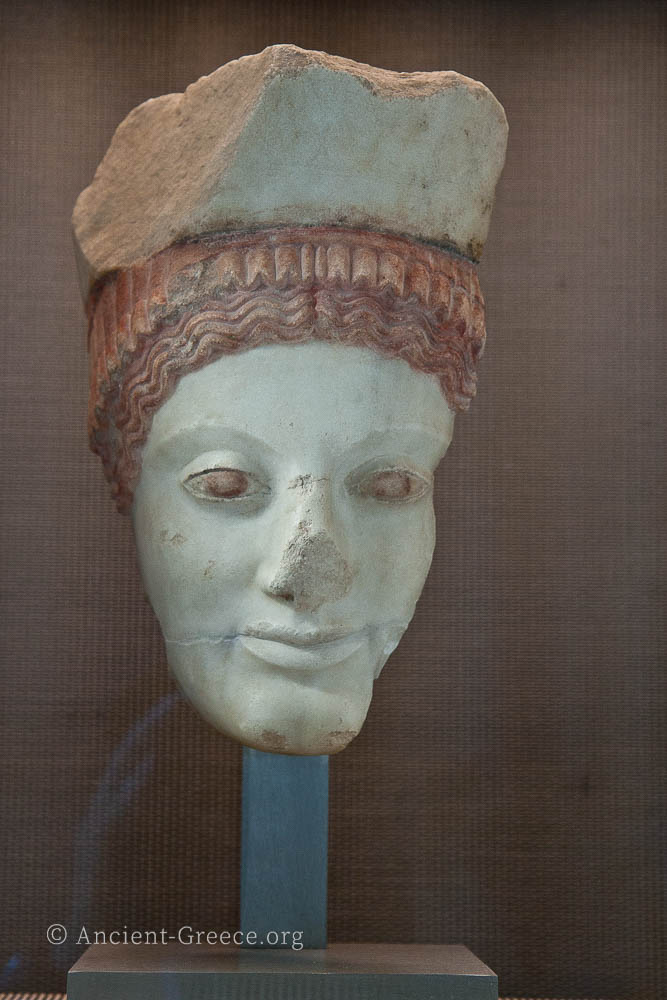 Marble head of a kore statue