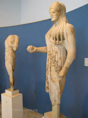 Two female marble statues