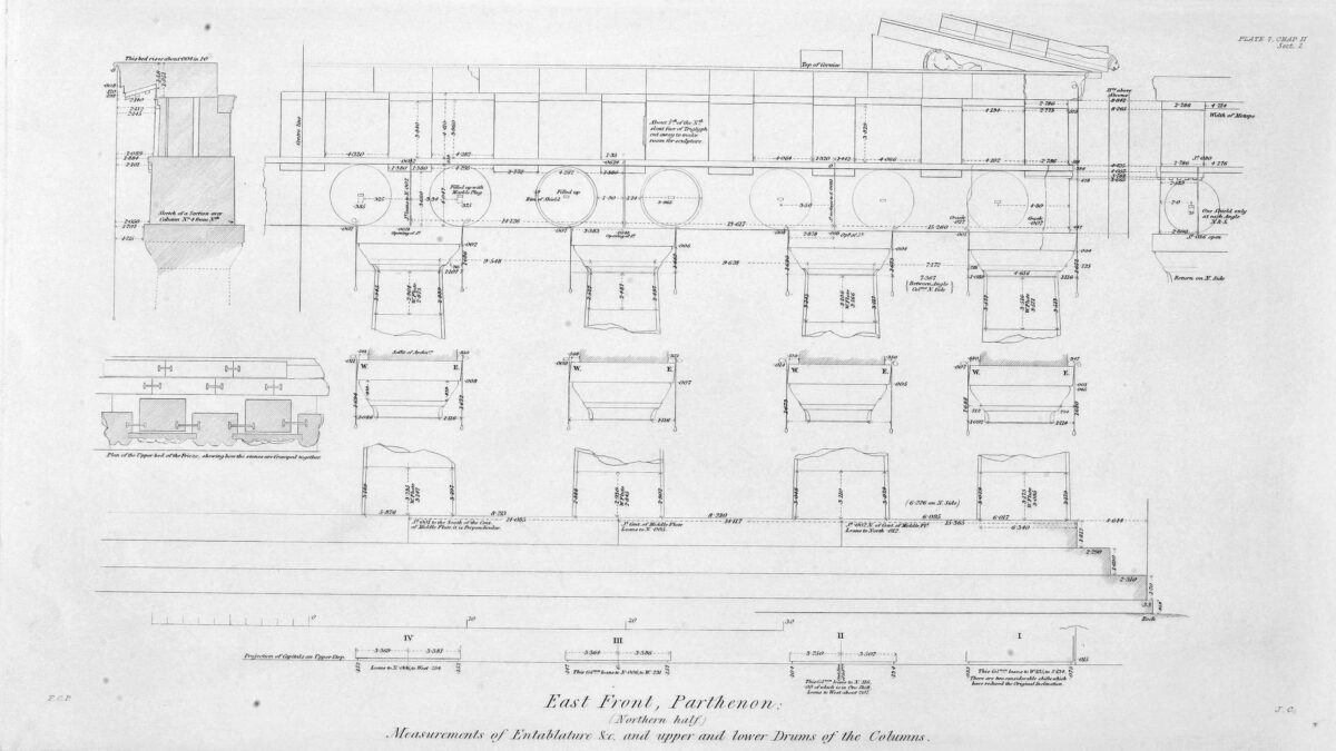 East Front, Parthenon: Northern half Measurements