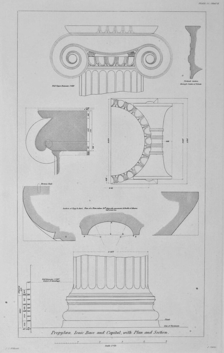 Propylaea. Ionic Base and Capital, with Plan and Section.