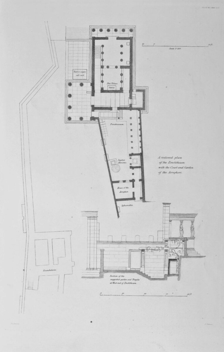 A restored plan of the Erechtheum with the Court and Garden of the Arrephori